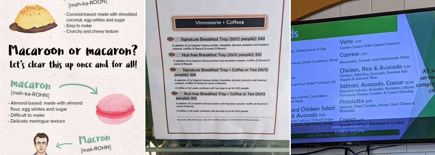 Le Caprice DC Café Bakery Menu