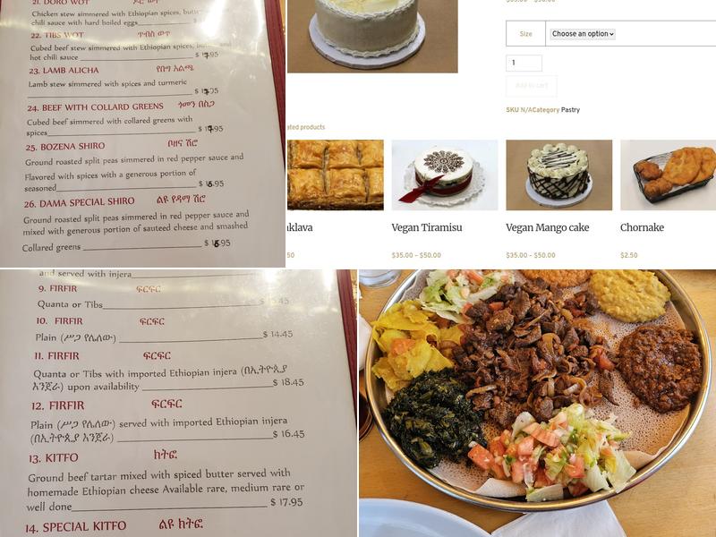 Dama Restaurant and Pastry Menu