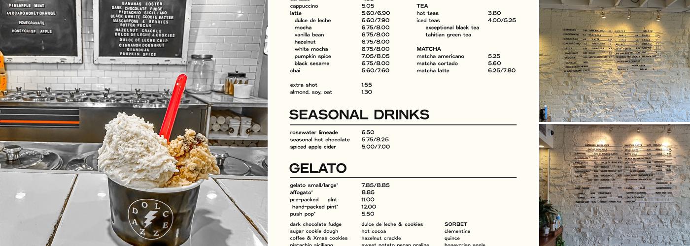 Dolcezza Gelato & Coffee Menu