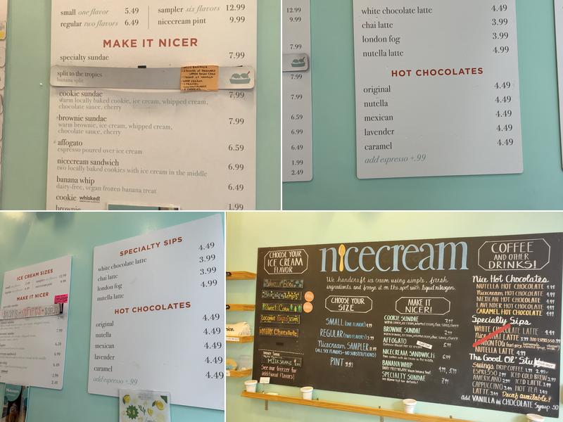 Nicecream Menu