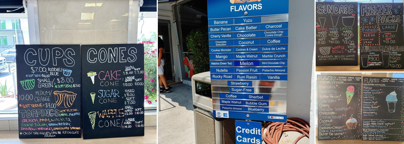 Ice Cream on Grand Menu