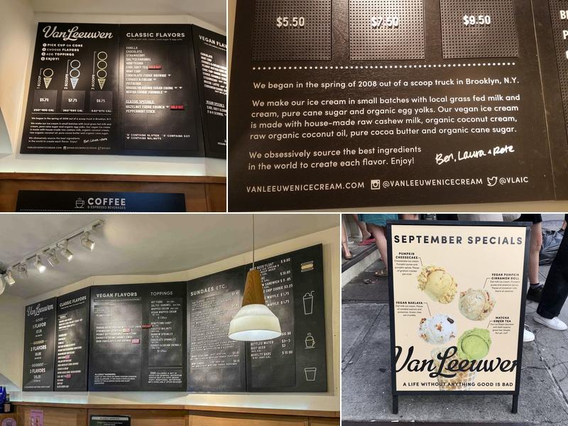 Van Leeuwen Ice Cream Menu