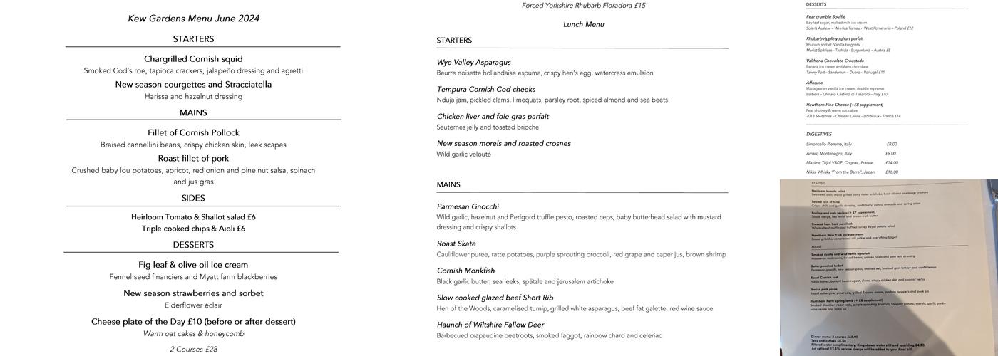 Hawthorn Menu