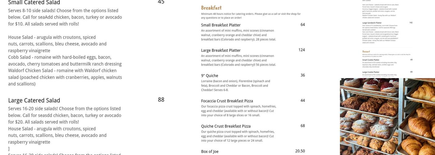 Scratch Baking Menu