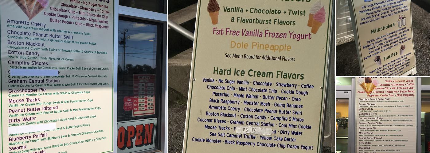 Dairy Cream Menu