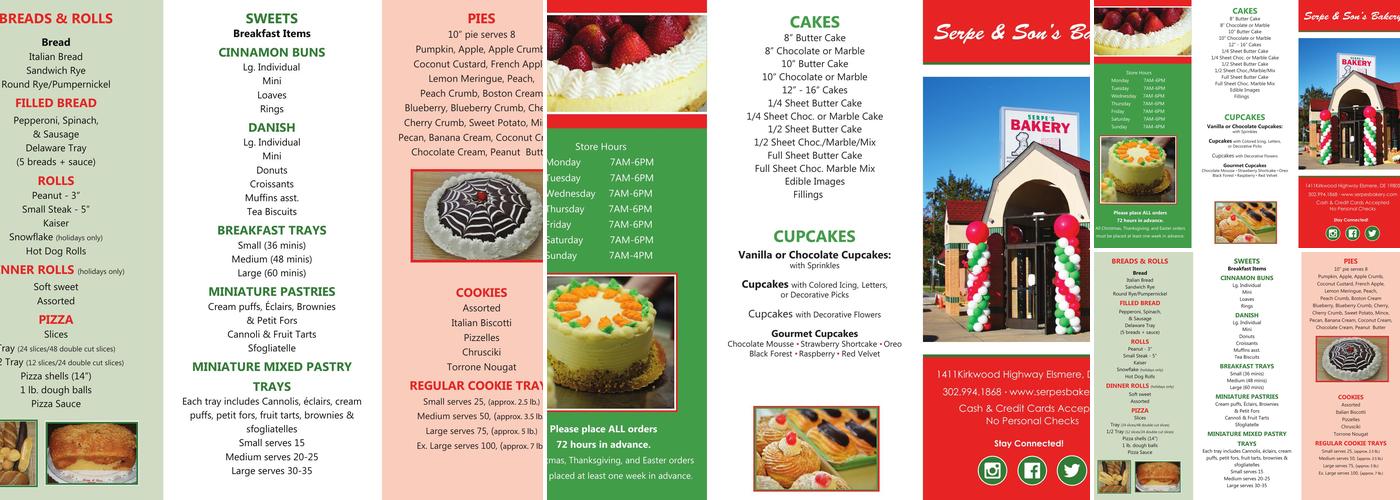 Serpe & Sons Bakery Menu
