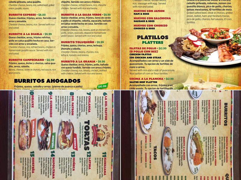 Los Claveles Bakery Menu