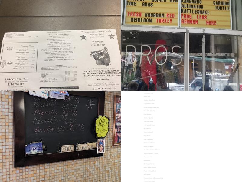 Sarcone's Bakery Menu