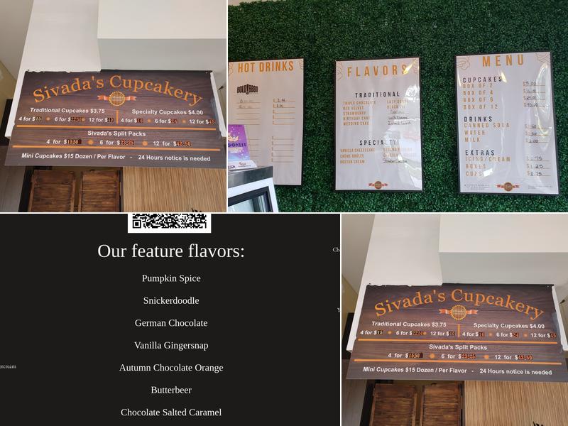 Sivada's Cupcakery Menu