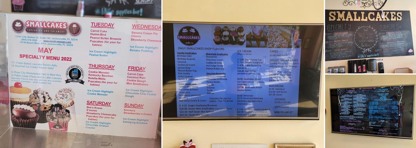 Smallcakes Cupcakery & Creamery Menu