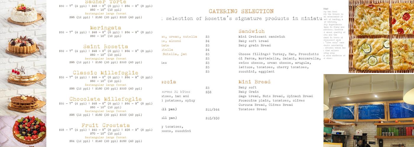 Rosetta Bakery Menu