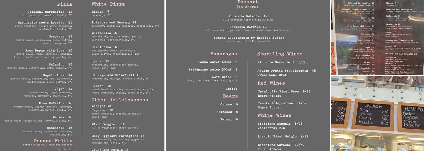 Rosetta Bakery Menu