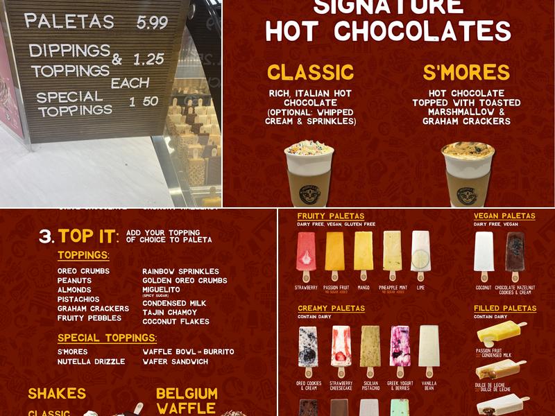 Morelia Ice Cream Paletas - Wynwood Menu