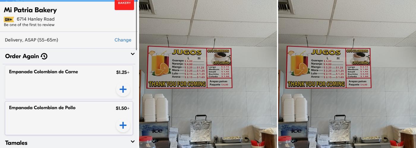 Mi Patria Bakery Menu