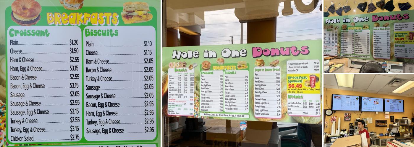 Hole In One Donuts Menu
