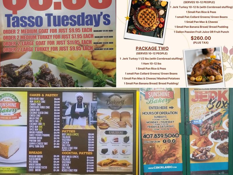 Caribbean Sunshine Bakery Menu