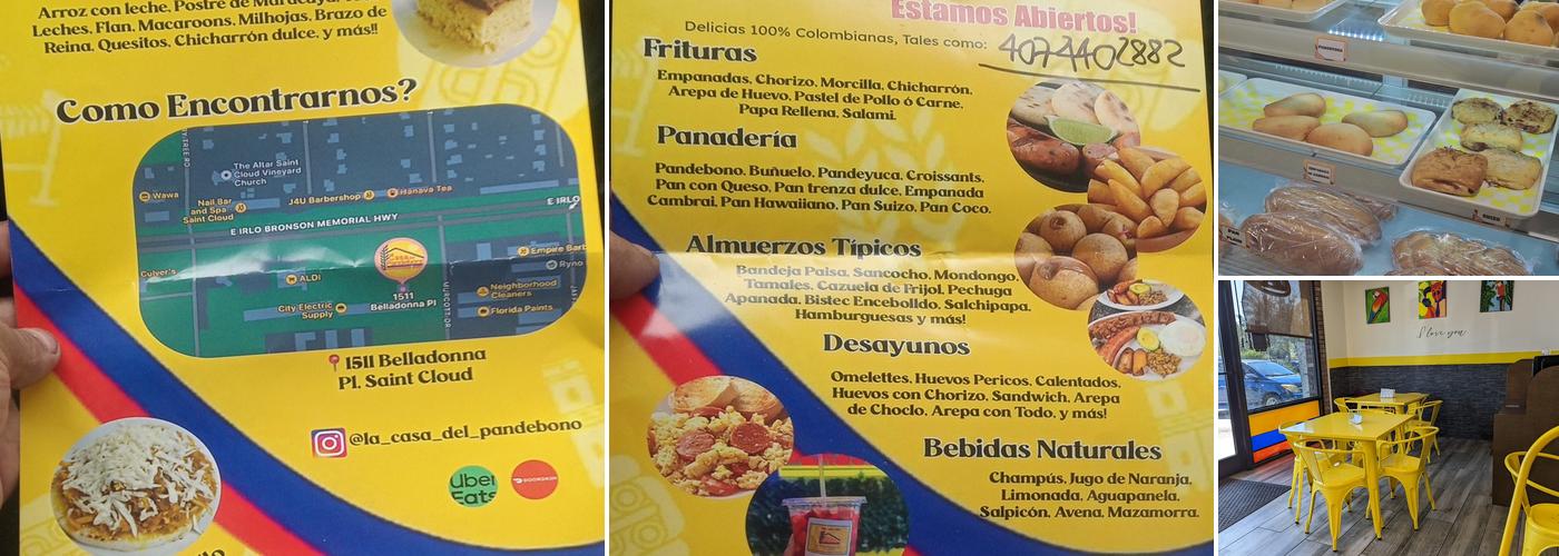 La Casa Del Pandebono Bakery Menu