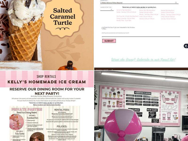 Kelly's Homemade Ice Cream Menu