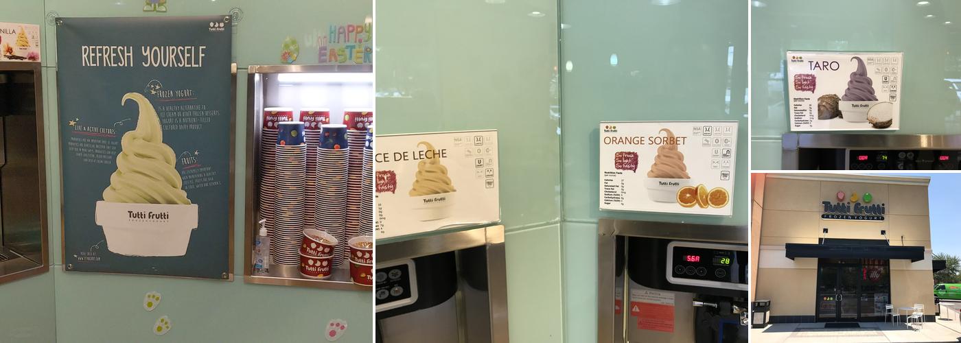 Tutti Frutti Frozen Yogurt Menu