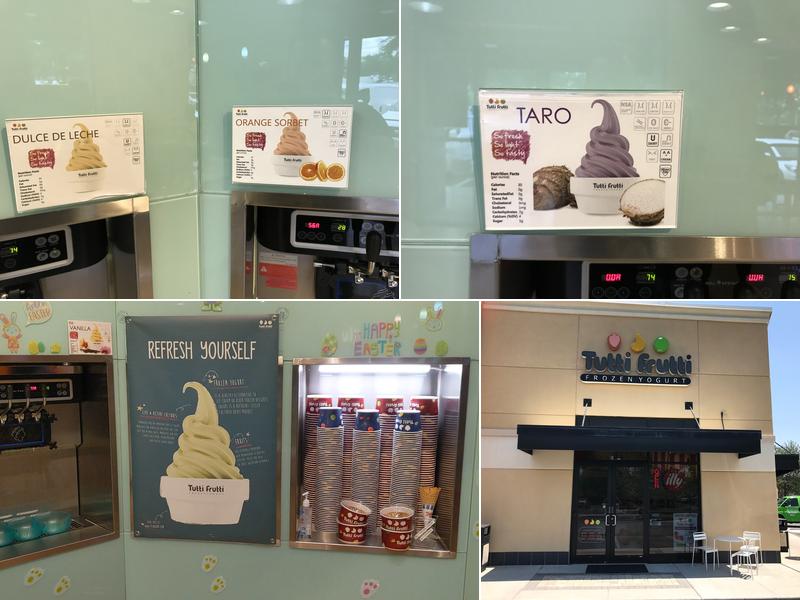 Tutti Frutti Frozen Yogurt Menu