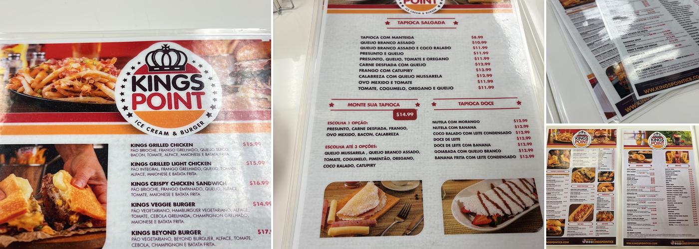 Kings Point Ice Cream and Burger Menu