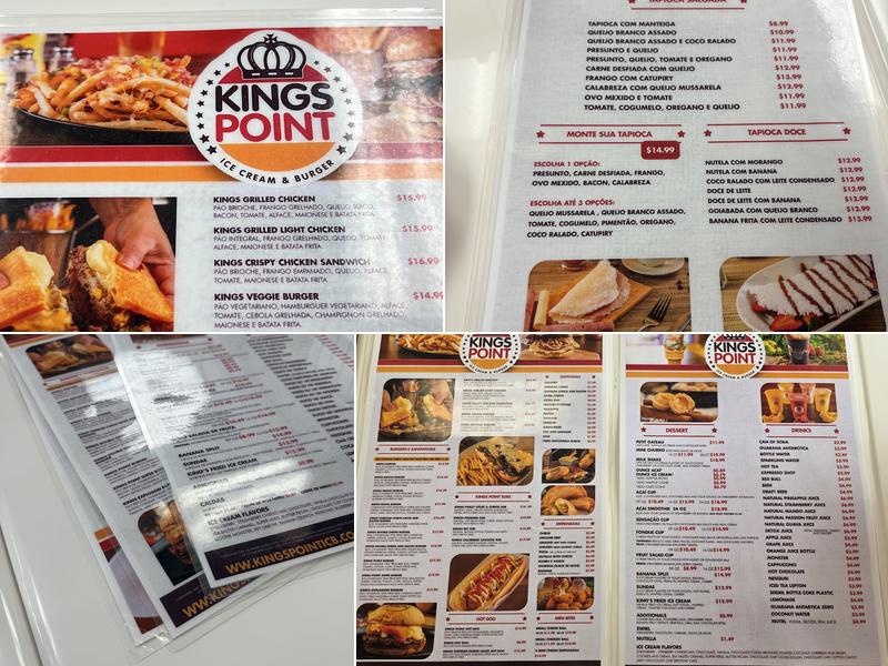Kings Point Ice Cream and Burger Menu