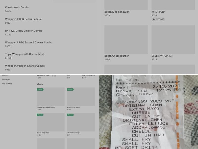 Burger King Menu