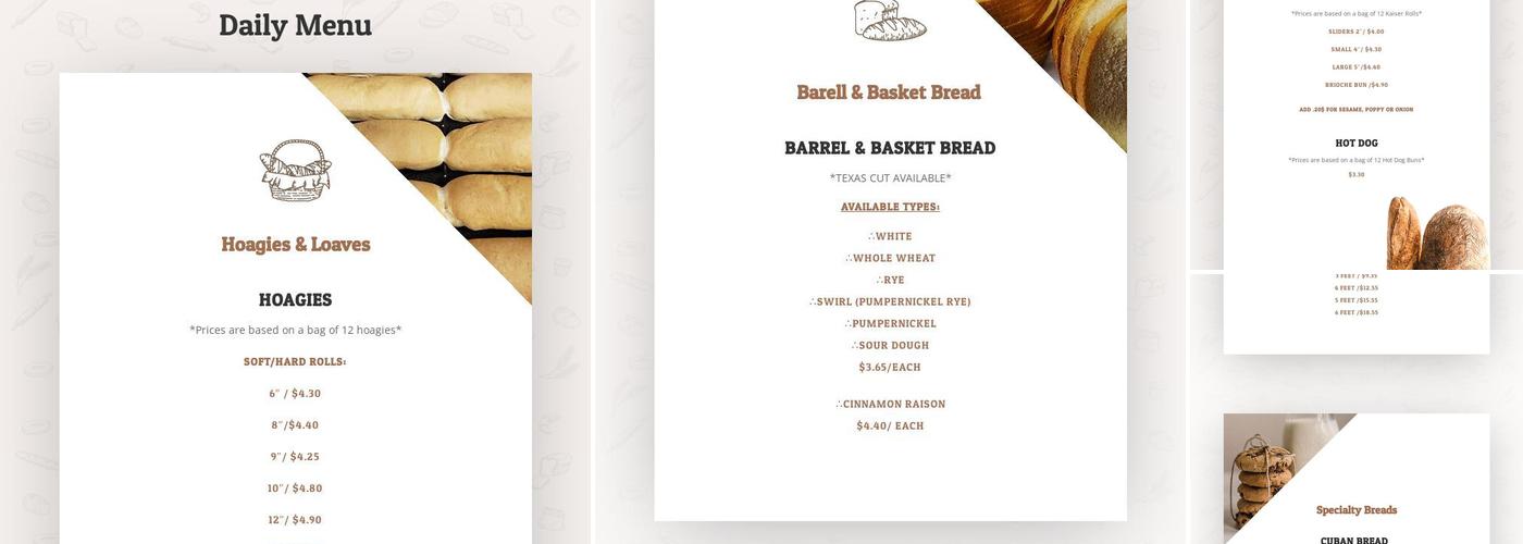 Giovanni's Bakery Inc Menu