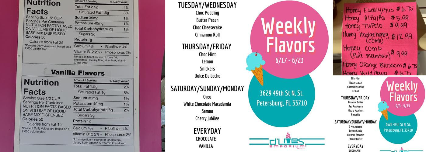 D'Lites Emporium, St.Pete Menu
