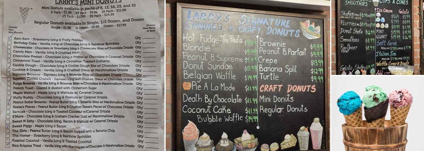 Larry's Ice Cream & Gelatos Menu