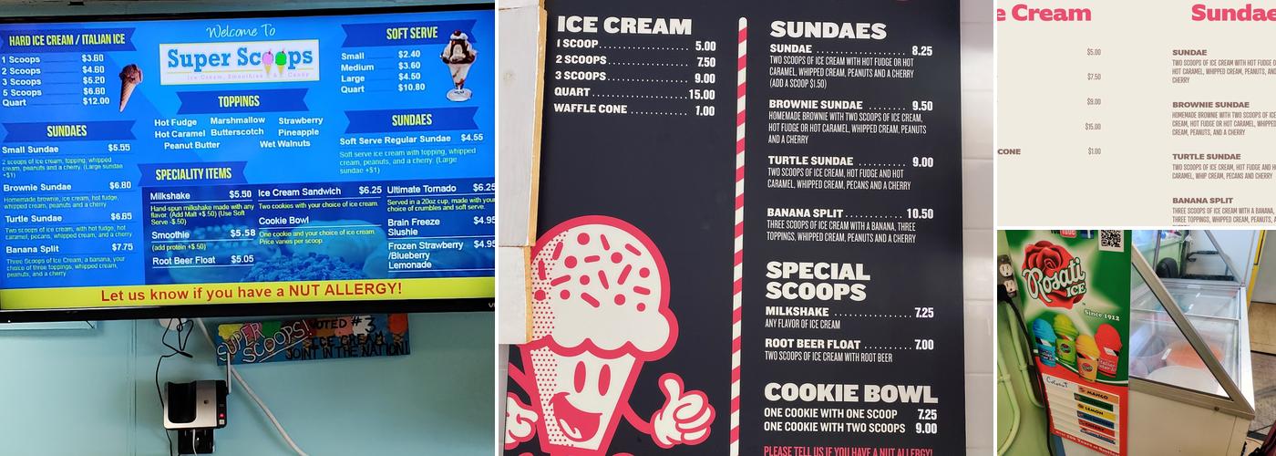 Super Scoops Menu
