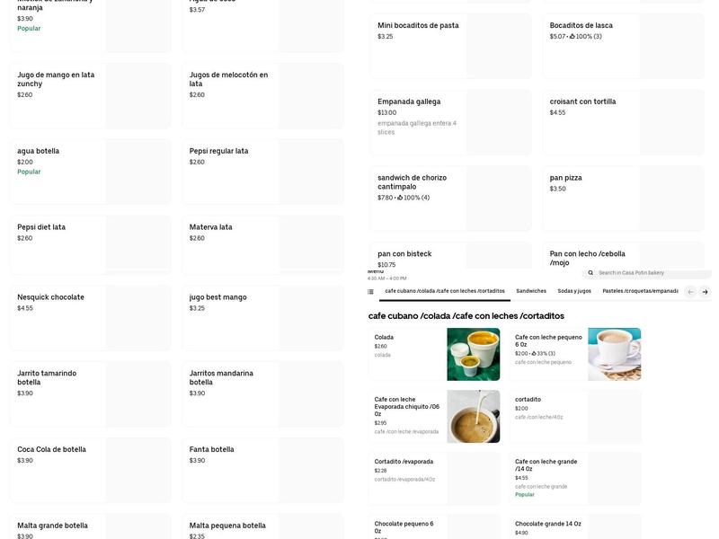 Casa Potin Bakery Menu