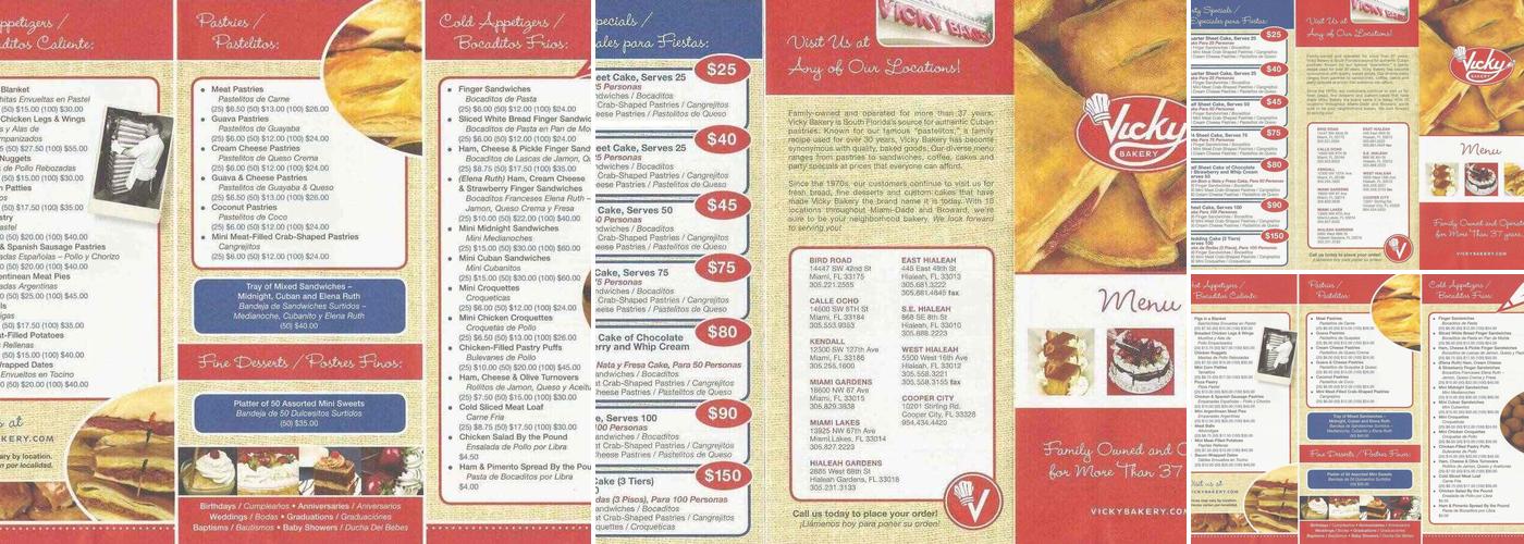Vicky Bakery Menu