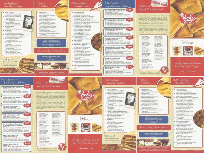 Vicky Bakery Menu