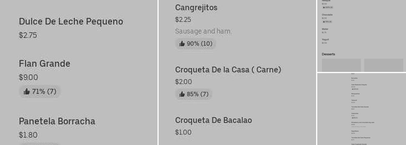 J & A Binales Bakery Menu