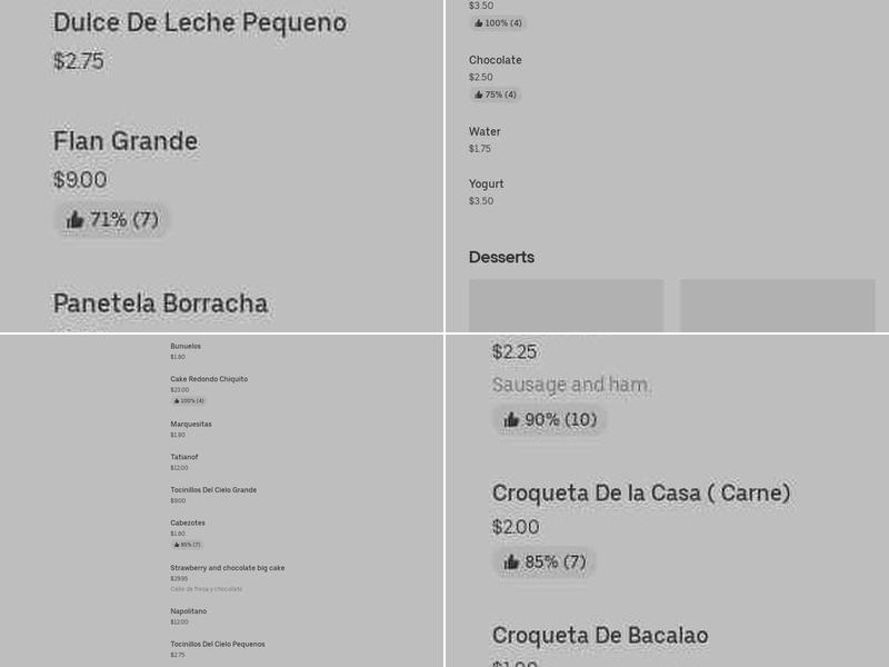 J & A Binales Bakery Menu