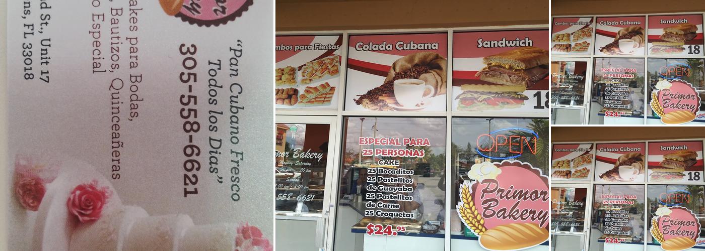 Primor Bakery Inc Menu