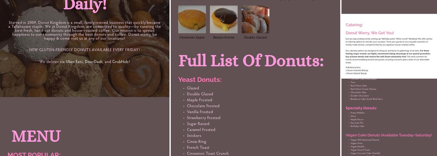 Donut Kingdom Menu