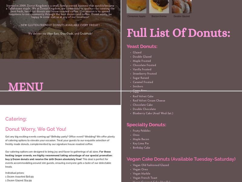 Donut Kingdom Menu