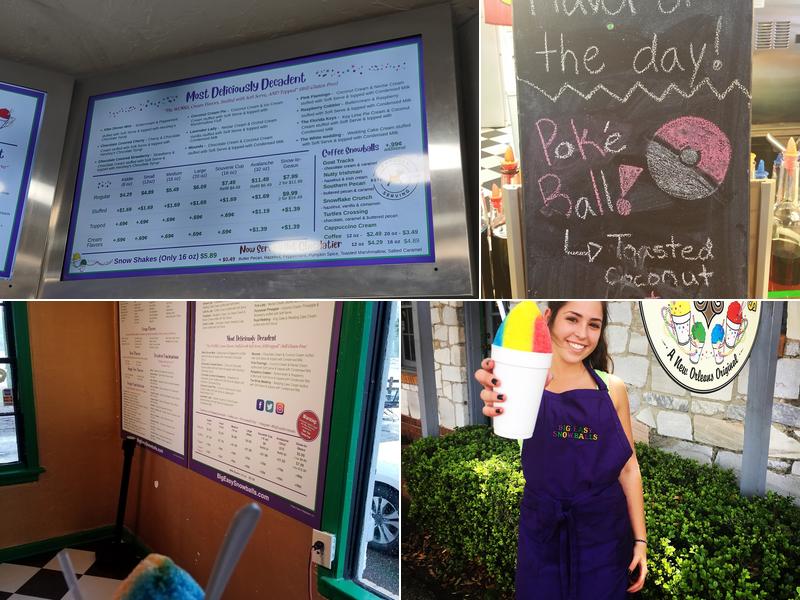 Big Easy Snowballs Menu