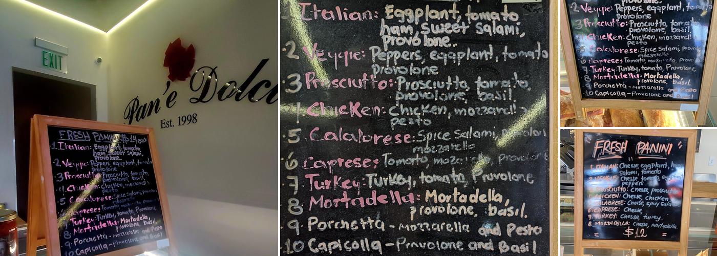 PAN'E DOLCI Italian Bakery Menu