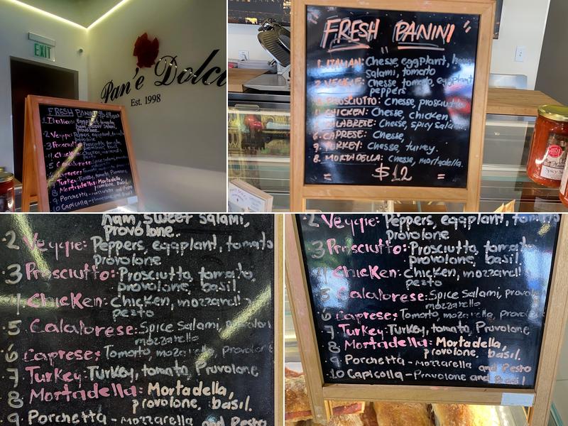 PAN'E DOLCI Italian Bakery Menu