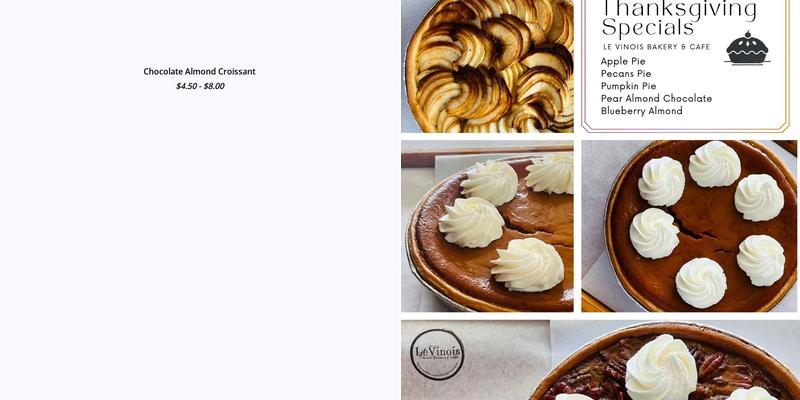 Le Vinois Bakery Menu