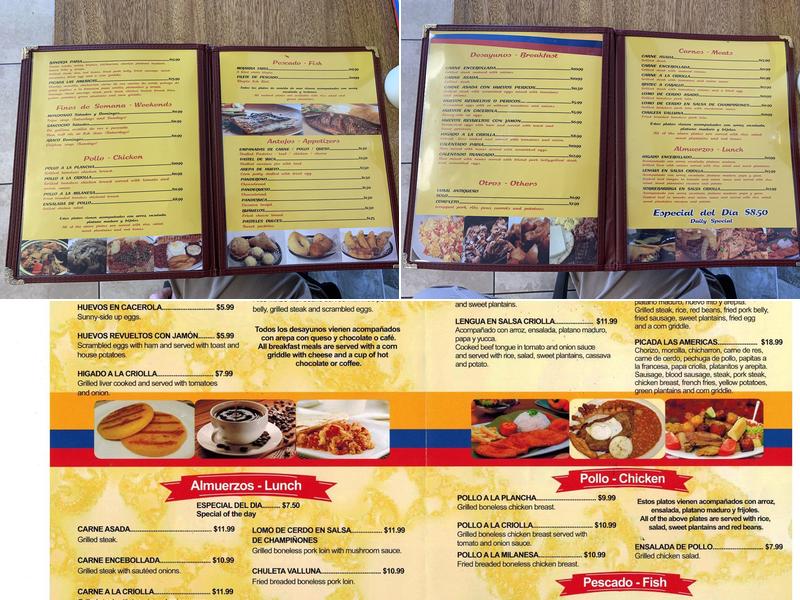 Las Americas Bakery Menu