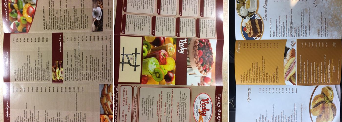 Vecky Bakery Hollywood Menu