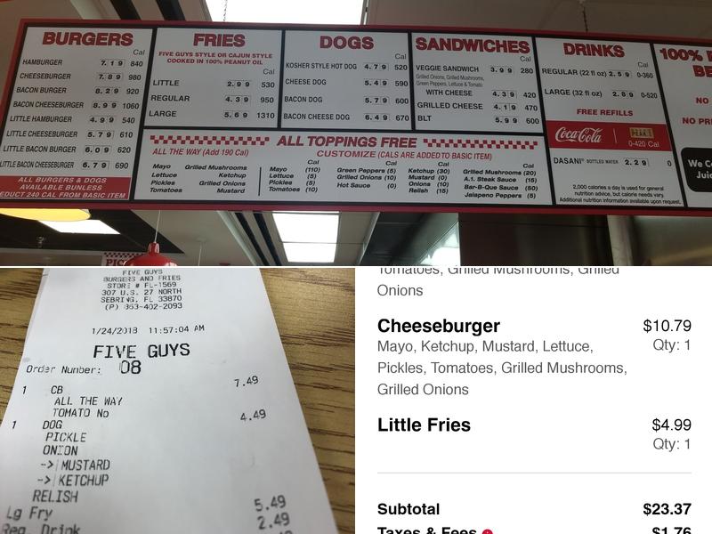 Five Guys Menu