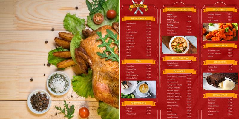 Malaika Caribbean Cuisine and Bakery Menu