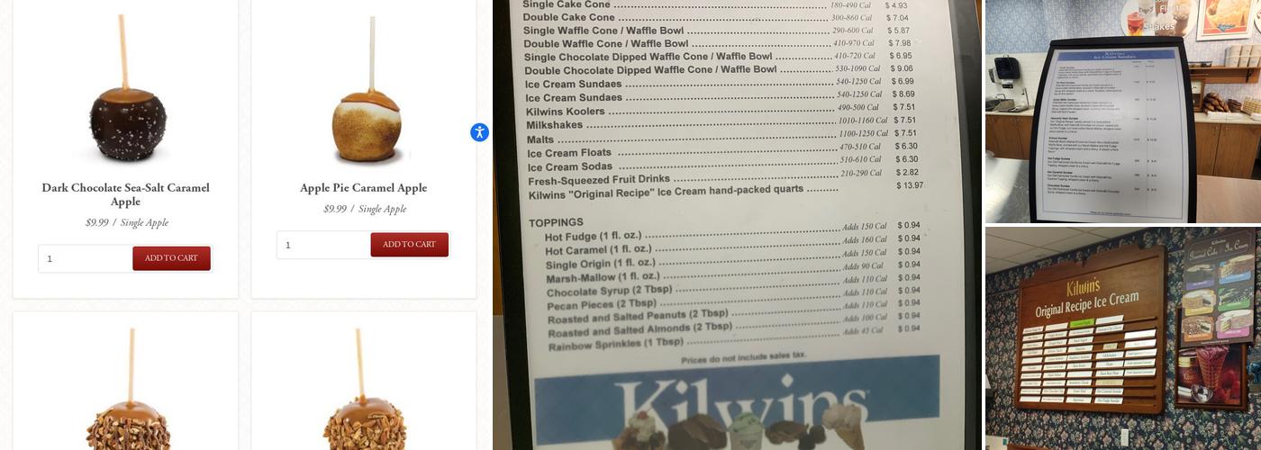 Kilwins Chocolates & Ice Cream Menu