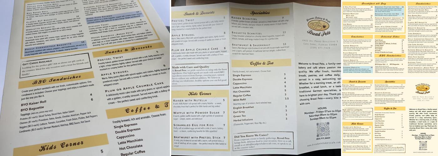 Bread Pete Menu