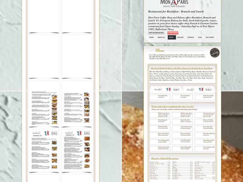 Mon Paris Coffee Shop & Bakery Menu